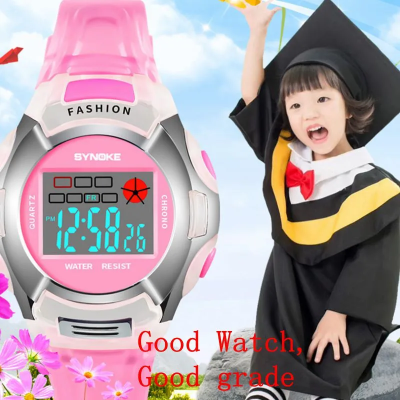 SYNOKE Роскошные брендовые Детские часы для мальчиков и девочек водонепроницаемые спортивные часы светодиодный цифровые наручные часы с датой подарки reloj