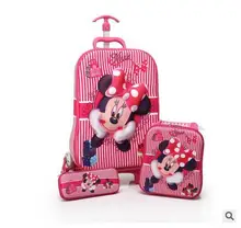 Niños Ruedas Bolsa de caja de la carretilla de Dibujos Animados estéreo 3D de la muchacha del Muchacho Los Niños maleta de Viaje Almuerzo bolso de la Carretilla del Niño bolsas con ruedas
