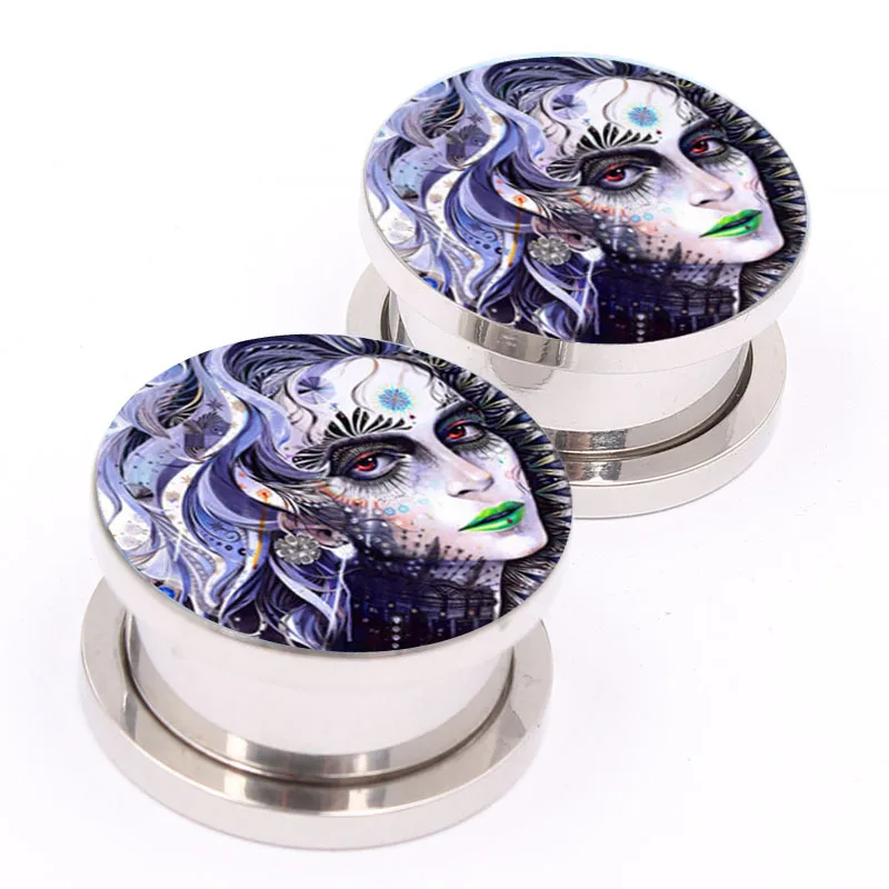 

70pcs mix 7 size fashion Stainless steel Pretty Girl screw plugs flesh ear tunnel piercing body jewelry wholesale