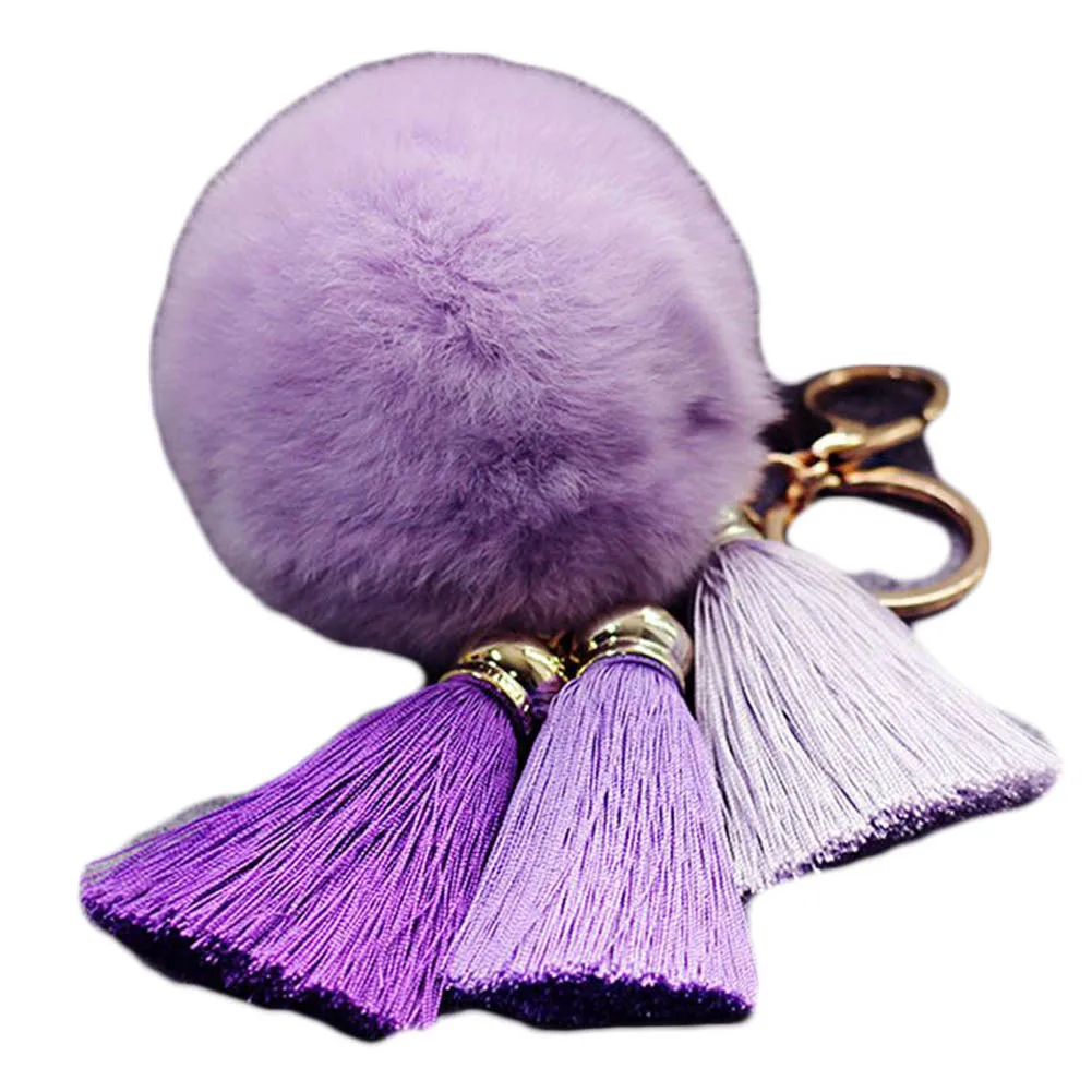 Creative Ice Silk Tassel Key Chain Women's Rabbit Wool Ball Keychain