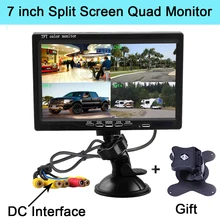 Podofo 7 pollice Split Screen Quad Monitor 4CH Ingresso Video Parabrezza Stile di Parcheggio Cruscotto per Auto Videocamera vista posteriore Auto-styling