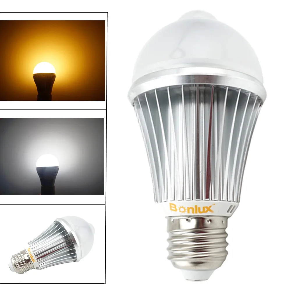 pir motion sensor led light bulb 7w e27 human motion halogen warehouse lighting