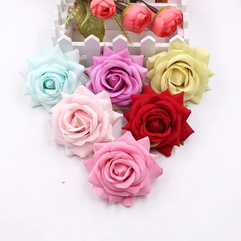 

3pcs 8cm high quality silk rose flower head artificial flower wedding decoration flowers DIY wreath gift clip art hand flower