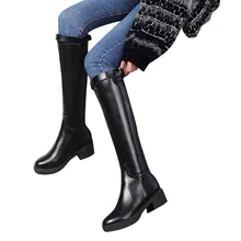 SAGACE/женские ботинки черного цвета; повседневные модные ботинки с круглым носком и ремешком на Высоком толстом квадратном каблуке; Новинка года