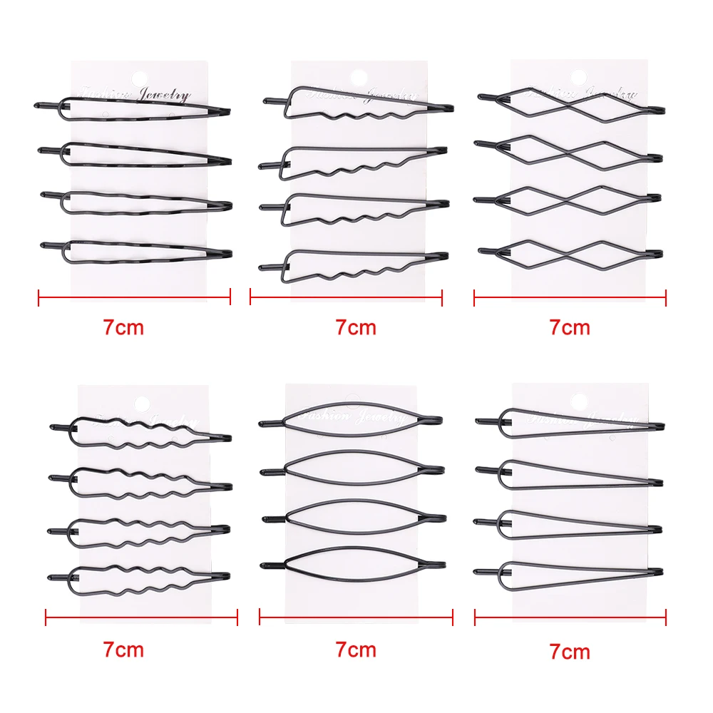4 шт./компл. черный Головные уборы 6 стилей волос аксессуары и клипсы для волос Бобби металлические заколки для волос для девочек модные Парикмахерская заколка для волос