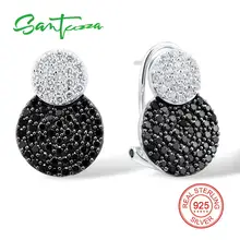 SANTUZZA серебряные серьги для женщин 925 пробы серебряные серьги-клипс Серебро 925 с камнями Кубический Цирконий brincos Ювелирные Изделия