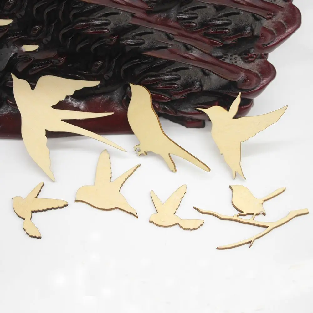 

7pcs/set bird Wooden Figurines Crafts Wooden Crafts Decoration House Decoration Wooden Crafts Forms Handmade Sculpture