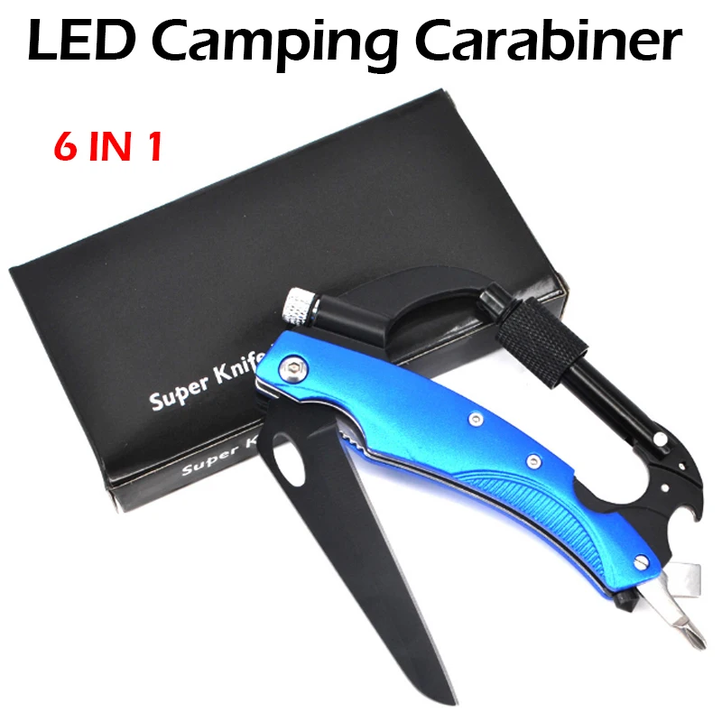 Outdoor Self defense Climbing Carabiner With Knife Multi function EDC