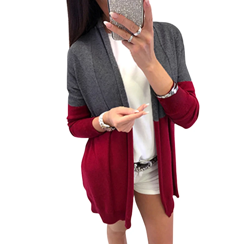 

Fashion Casual Women knitting sweater Long Sleeve Collar Cardigan sweater Slim Knit jacket Femme