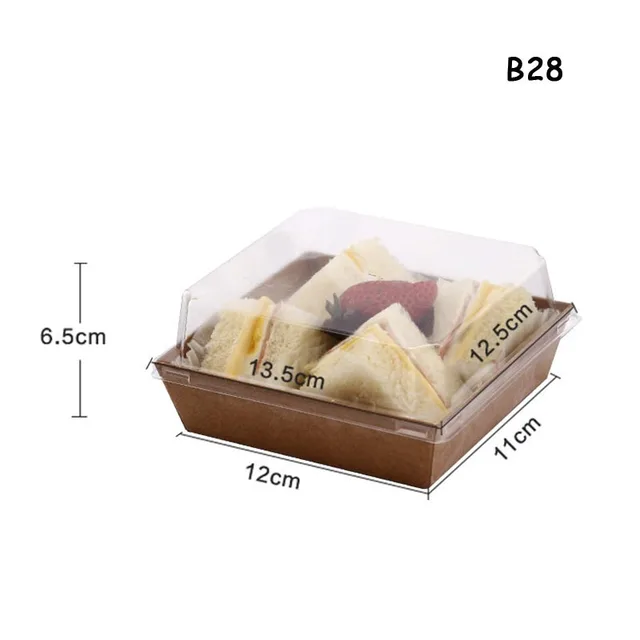 Disposble Sandwich Cardboard Bread Box Puffs Transparent Lid Packing