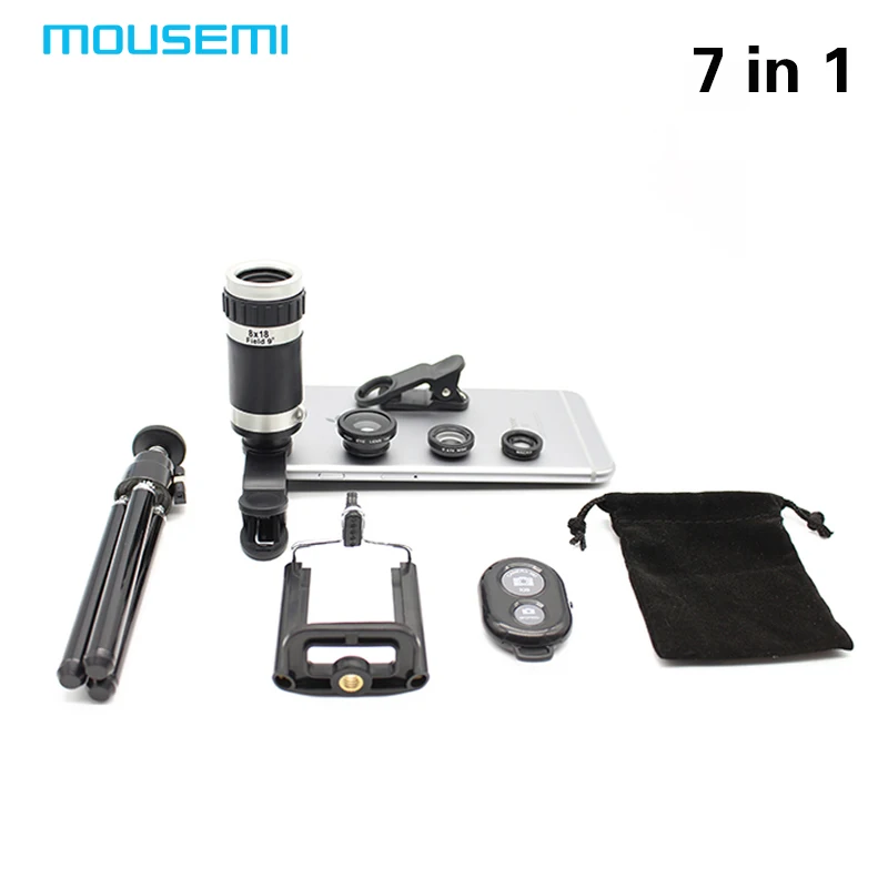 imágenes para Nuevo 7en1 8X Zoom Óptico Del Telescopio Lente de la Cámara Universal Soporte para Teléfono Stander 3in1 Ojo de Pez Lentes Lentes de Obturación Bluetooth imágenes para Nuevo 7en1 8X Zoom Óptico Del Telescopio Lente de la Cámara Universal Soporte para Teléfono Stander 3in1 Ojo de Pez Lentes Lentes de Obturación Bluetooth