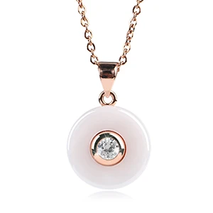 TUHE элегантный из белой керамики круглый кулон ожерелье для женщин с одним сияющим кристаллом золото и розовое золото модные свадебные украшения - Окраска металла: Rose Gold