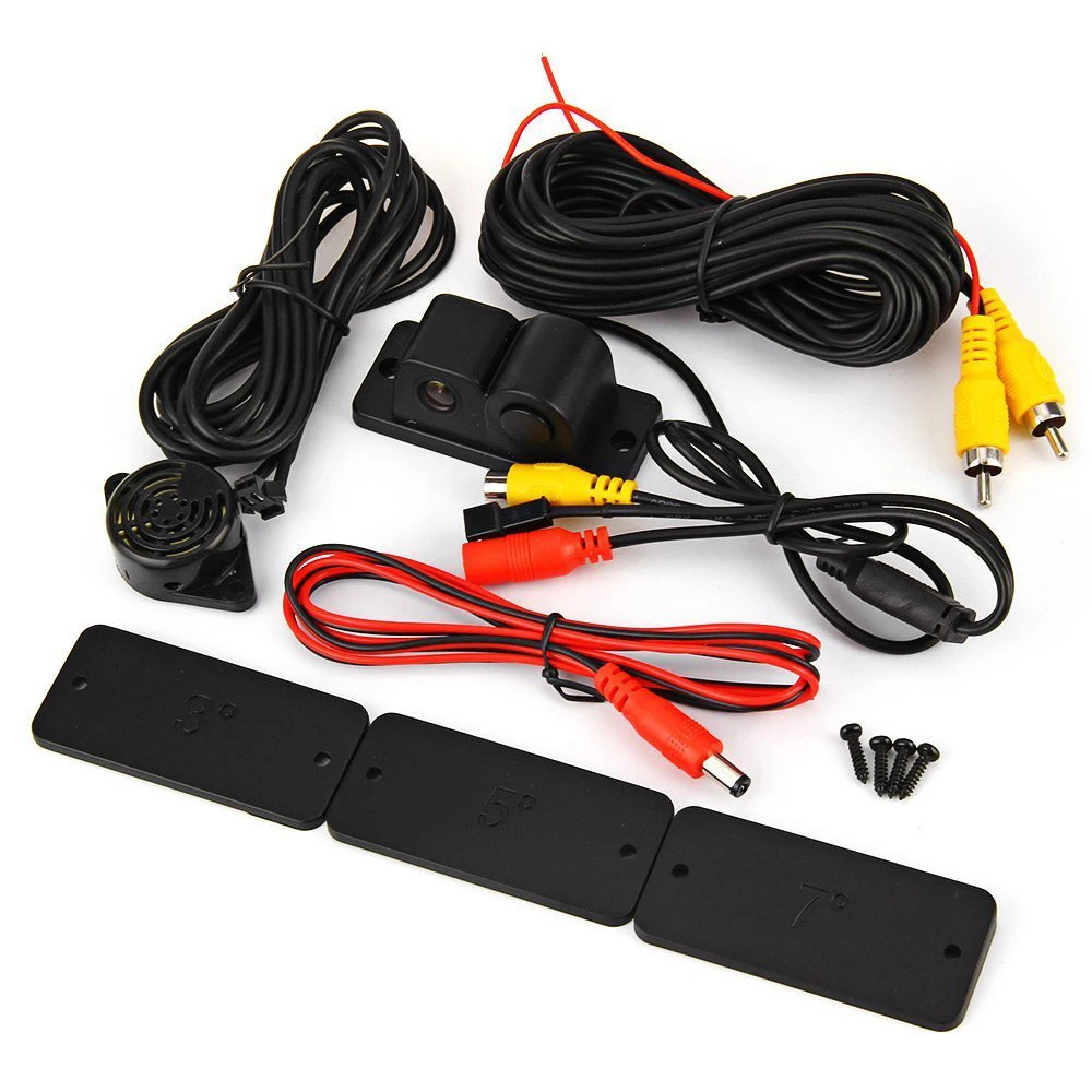Car Rearview Monitor +Car Reverse Rear View Camera with Parking Sensor (4)