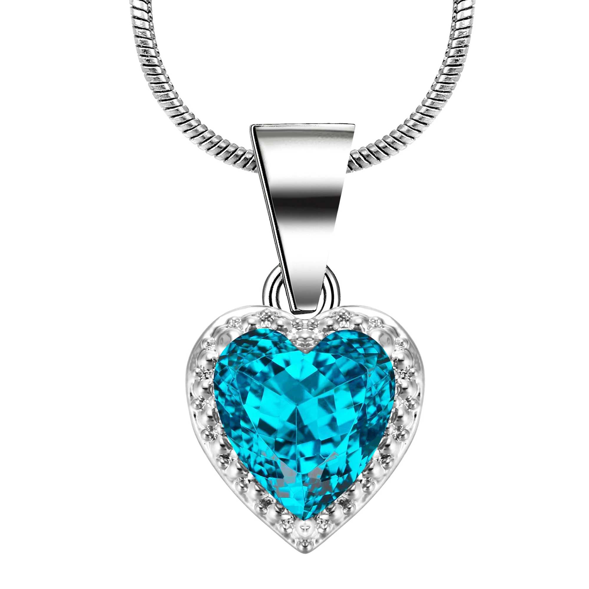 Fashion Classic Sky Blue Heart Jewelry Silver Color wedding Gift For