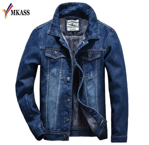 2018 High Quality  Designed New Warm Fleece Jacket Coat Men Denim Jacket Casual Jeans Jacket Plus Velvet Outwear Coat Size 5XL