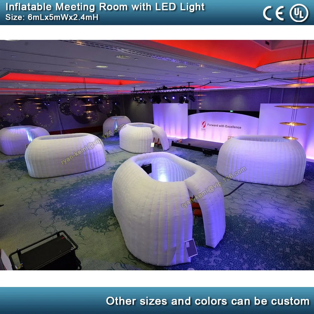 6x5m portable inflatable meeting room LED lighted inflatable office pod small inflatable tent booth