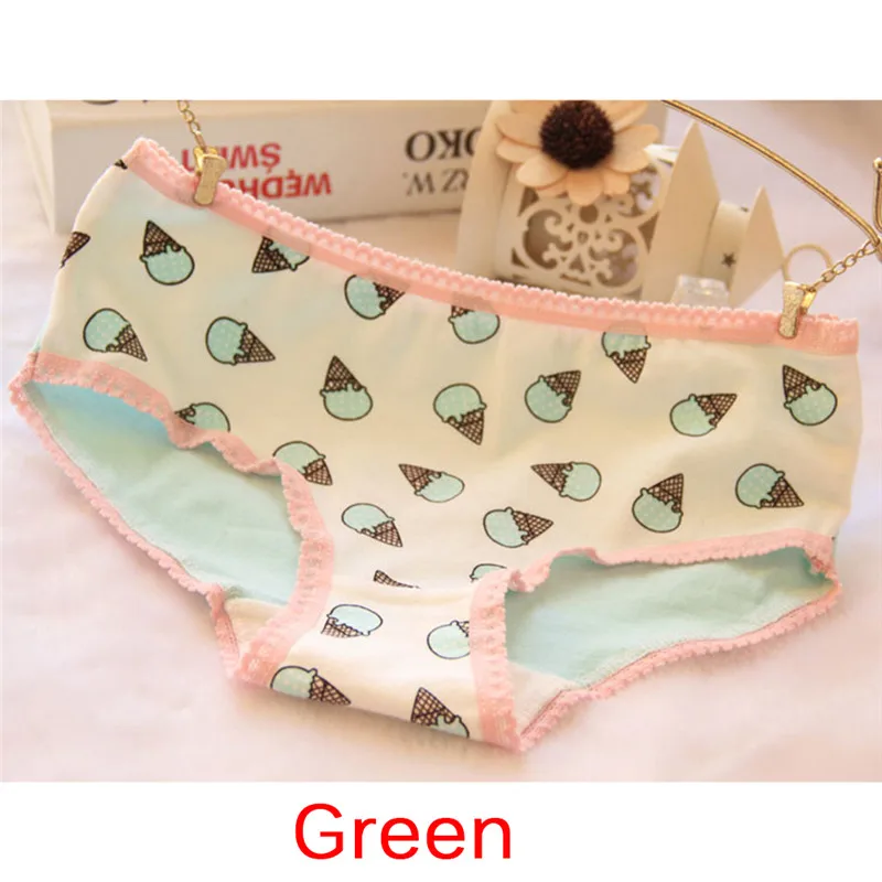 Printing Woman Cute Cream Print Low Rise Sexy Ladies Girls Panties Underwear Women's Cotton