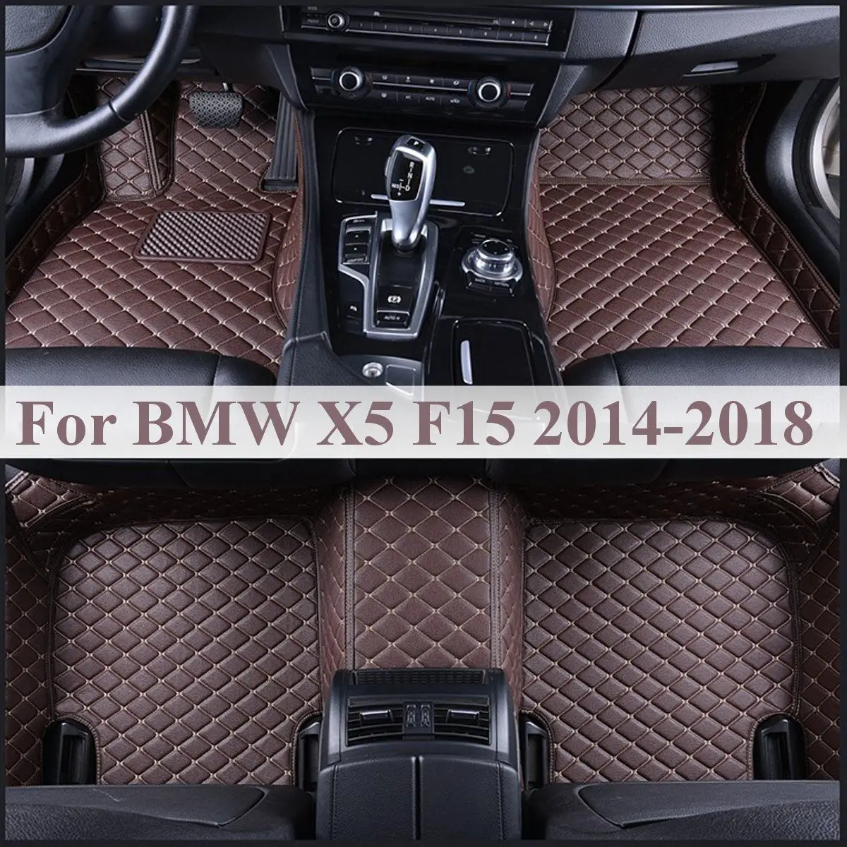 

5 Seat Flash mat leather car floor mats For BMW X5 F15 2014 2015 2016-2018 auto foot Pads automobile carpet cover Waterproof