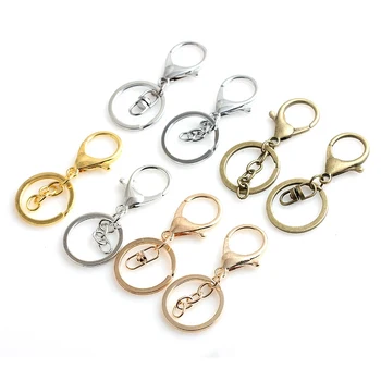 

5PCS 30MM Antique Bronze Iron Key ring Key Chains with 4 Link Chains and Large lobster Clasps Diy Findings Accessories