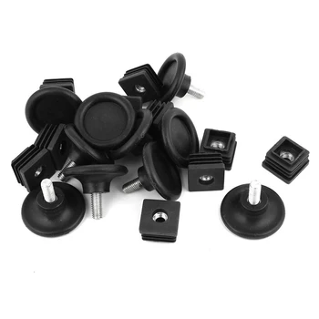 

10 Sets 45mm Base Dia Adjustable Leveling Foot 25mmx25mm Square Tube Insert Kit