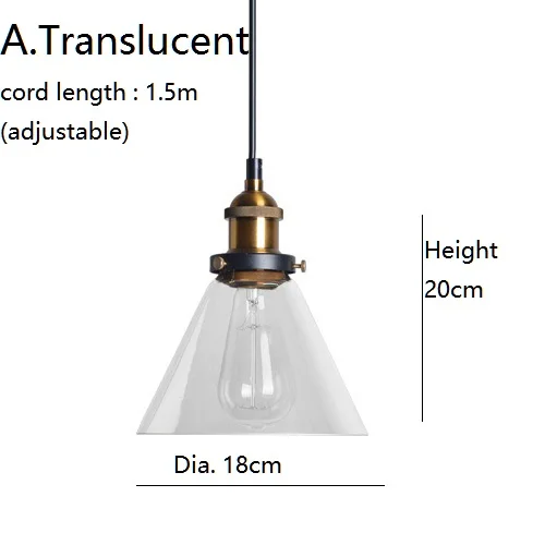 LukLoy Ретро Стеклянные подвесные светильники Светодиодный светильник для кухни светодиодный светильник подвесная потолочная лампа светильники для гостиной - Цвет корпуса: A. Translucent