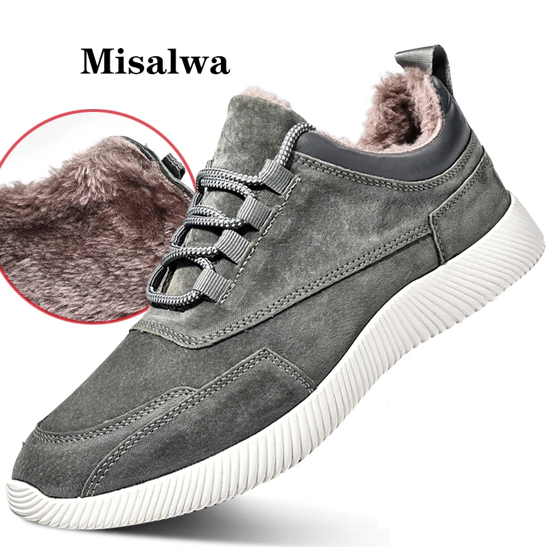 

Misalwa Winter Warm Youthful Men Sneakers Shoes 2019 Suede Leather Casual Shoes Men Loafers Breathable Outdoor Shoes Zapatos