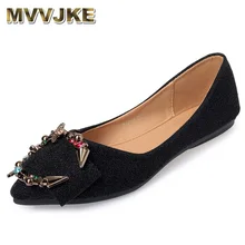 MVVJKECasual/Новые модные женские мокасины на плоской подошве, с острым носком, на шнуровке, из PU искусственной кожи, с мелким металлическим украшением, с кристаллами, HempE242