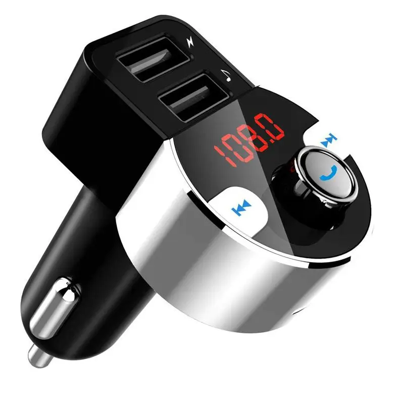 Fm передатчик Bluetooth Автомобильный радиоадаптер громкой связи с двойным usb портом