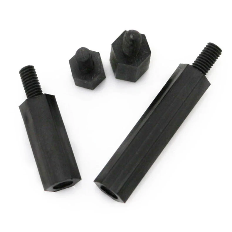 Hex Black Plastic Female M3 Spacer Thread Pillars Nylon PCB Studs Standoff 