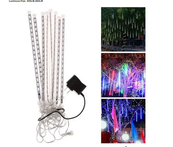 20cm 30cm 50cm Meteor Shower Rain Outdoor LED Tube Strings Christmas Lights Fairy Light Lighting 8 Tubes Waterproof Decoration