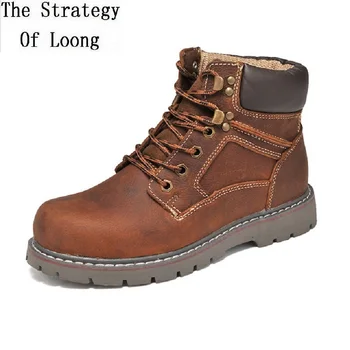

Spring Autumn Retro Genuine Leather Men Outdoor Trekking Boots Rivets Lace-Up Male Real Leather Tactical Hunting Shoes 190705