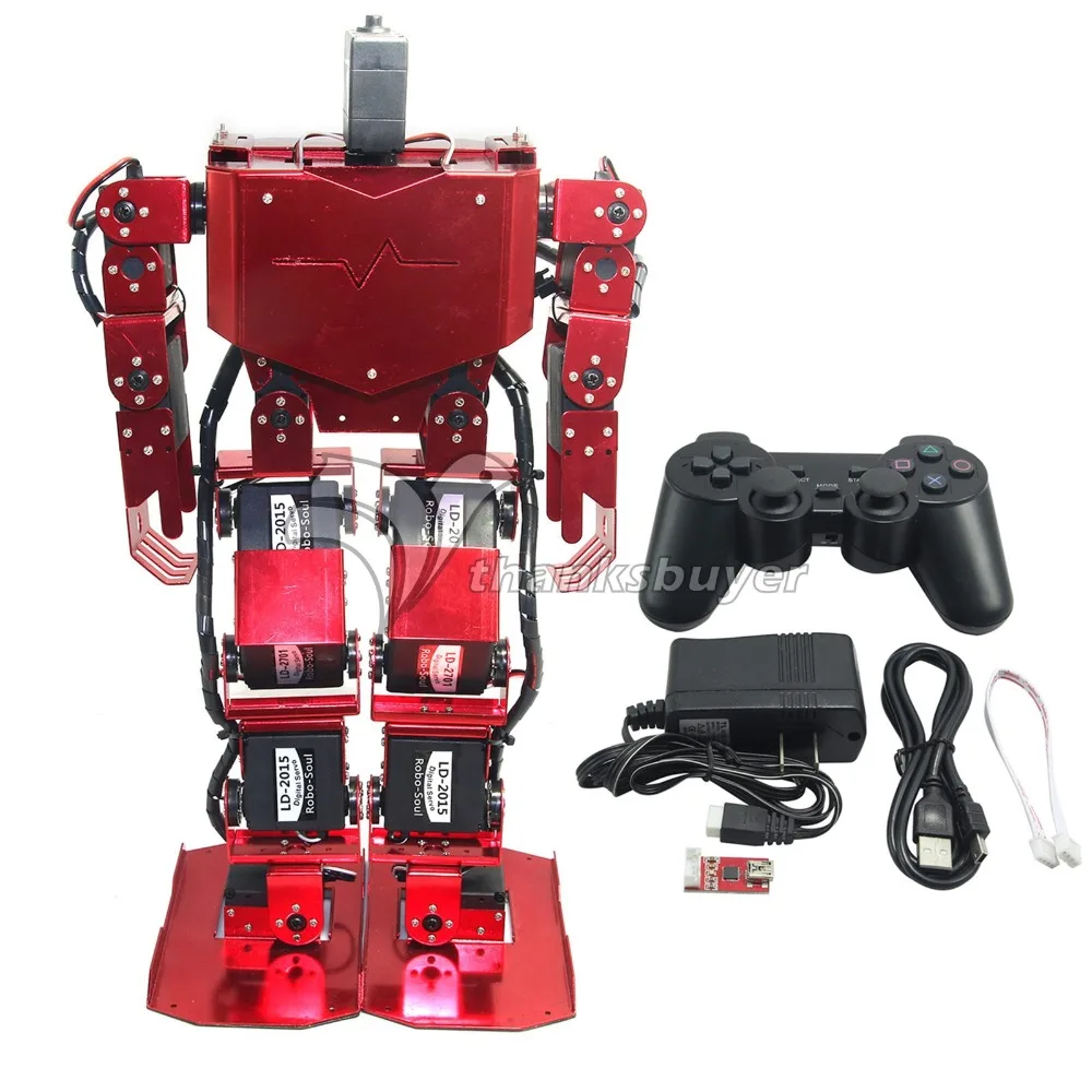 

Red 17DOF Robo-Soul H3.0 Biped Robotics Humanoid Robot Aluminum Frame Full Kit w/ 17pcs Servo + 24 Channel Controller