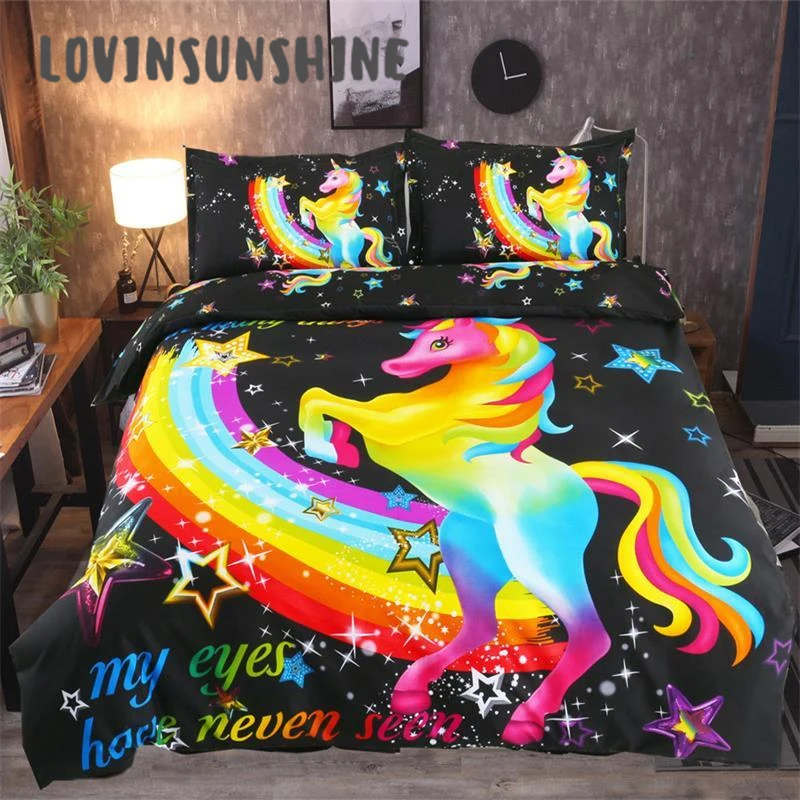 LOVINSUNSHINE Queen Size Comforter Sets Unicorn Bedding Set Cartoon
