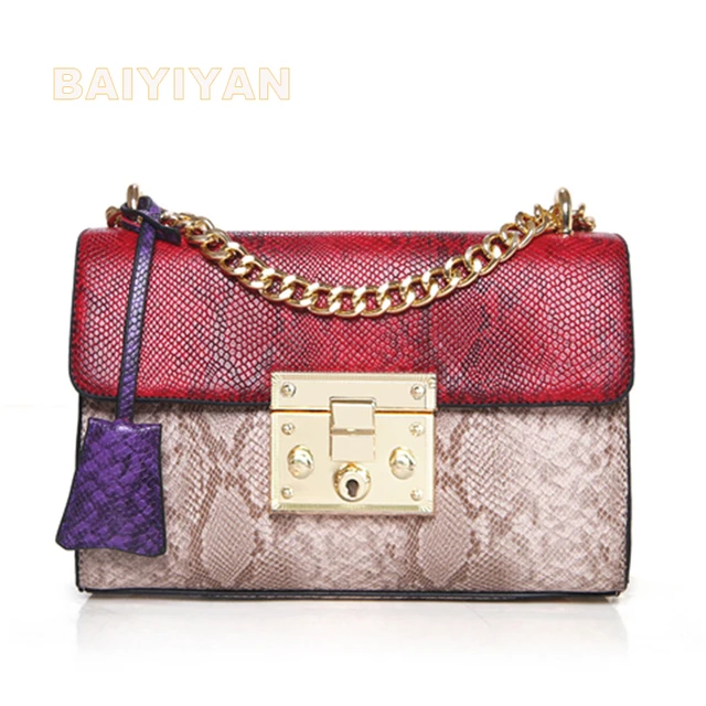 New Fashion Handbag Women Messenger Bag Chain Crossbody Snake Pu New Fashion Handbag Women Messenger Bag Chain Crossbody Snake Pu Leather Brand Designer Las Shoulder