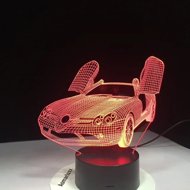 Scissor Doors New Sports Car 3D Lamp USB Night Light Multicolors Lava LED RGBW Lighting Luminaria Table Kids Christmas Gifts