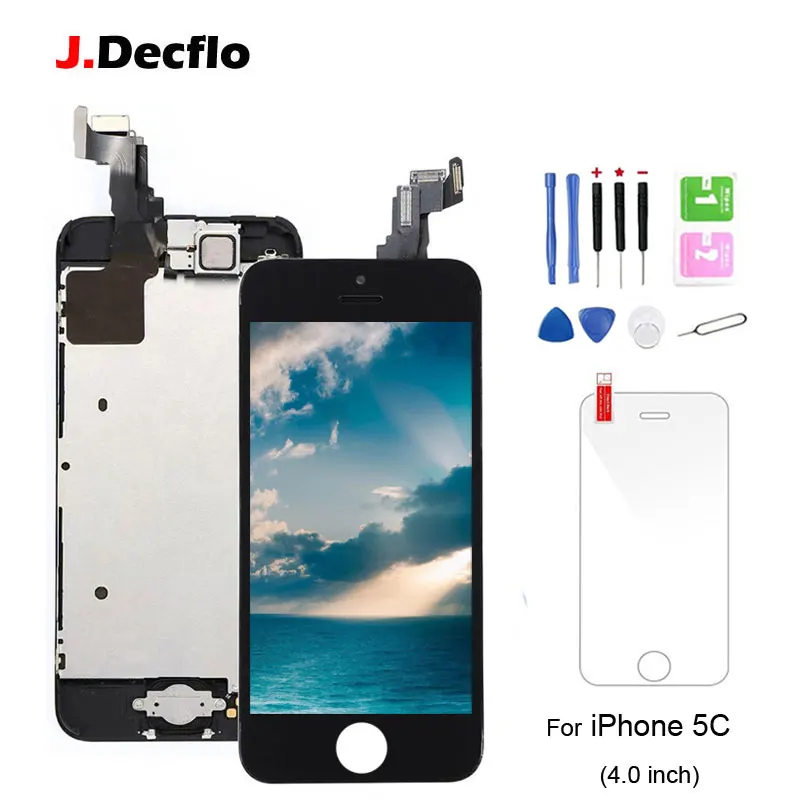 Для iPhone 5C ЖК-дисплей с сенсорным экраном дигитайзер + кнопка Home фронтальная