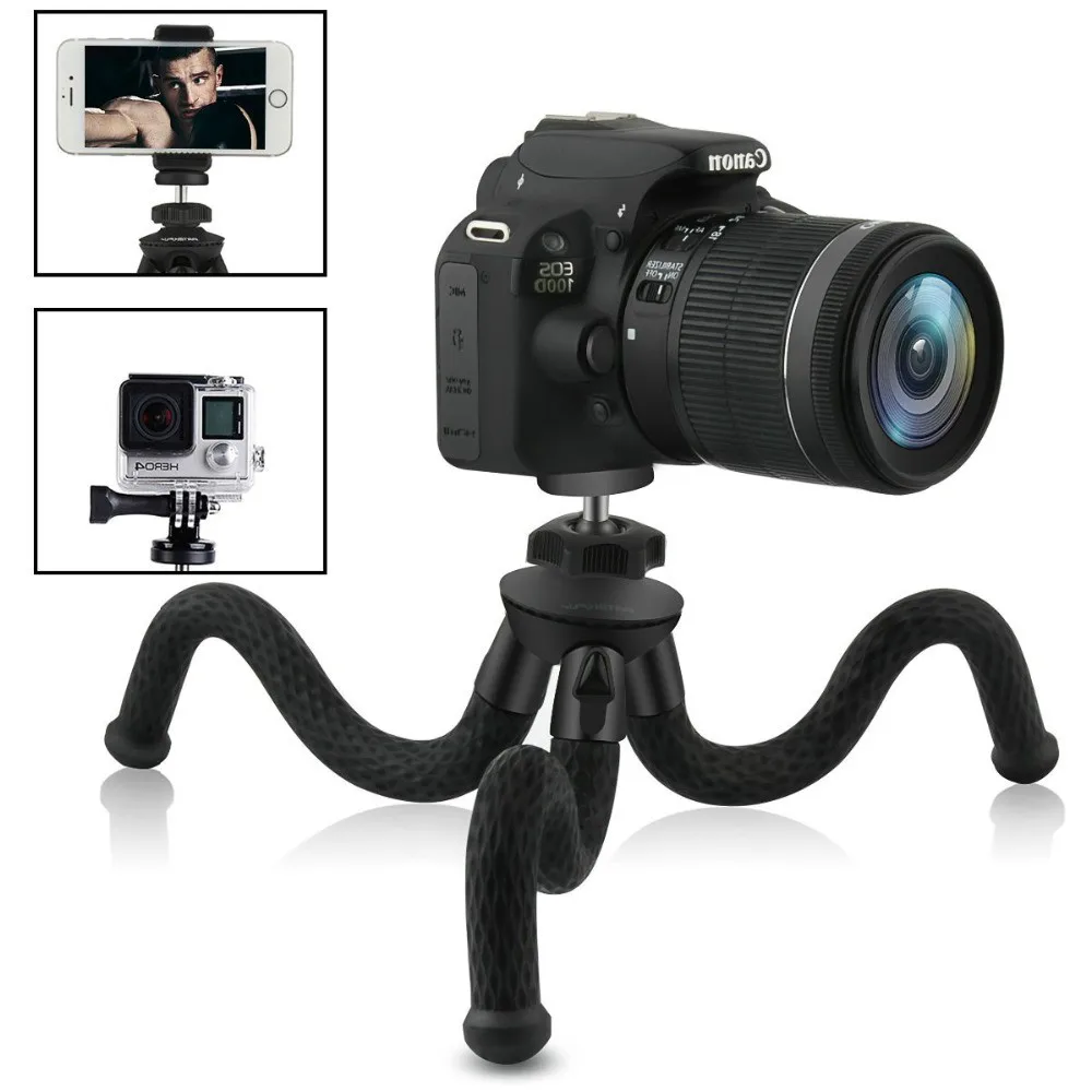 

12 Inch Flexible Octopus Camera Smartphone Table Tripod Phone Video Gear mini tripod with Ballhead Bundle for iPhone 8 Gopro 4 5