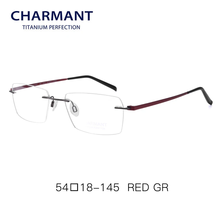 Charmant, мужские Оптические очки, оправа, бета-Титан, без оправы, очки для глаз, близорукость, мужские офтальмологические очки, оправа CH10973 - Цвет оправы: Red