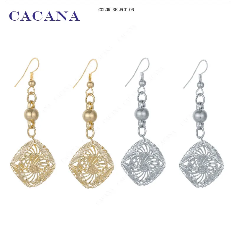 CACANA Dangle Long Earrings For Women CZ Within Cube Top Quality Bijouterie Hot Sale No.A437 A438