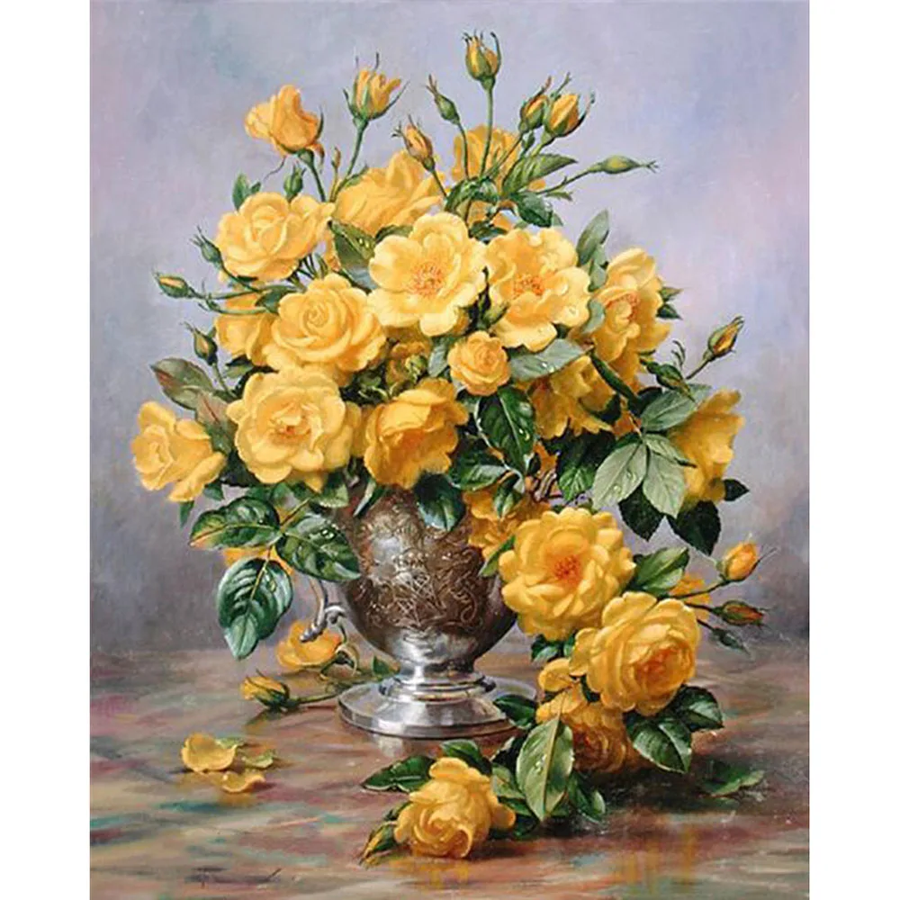 

Diamond Painting Full drill square/round Yellow flower bouquet Mosaic DIY Diamond Painting Cross Stitch Embroidery Home Decor