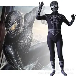 Костюм Человека-паука для взрослых и детей, черный костюм Человека-паука, костюм Человека-паука, детская одежда для косплея Человека-паука