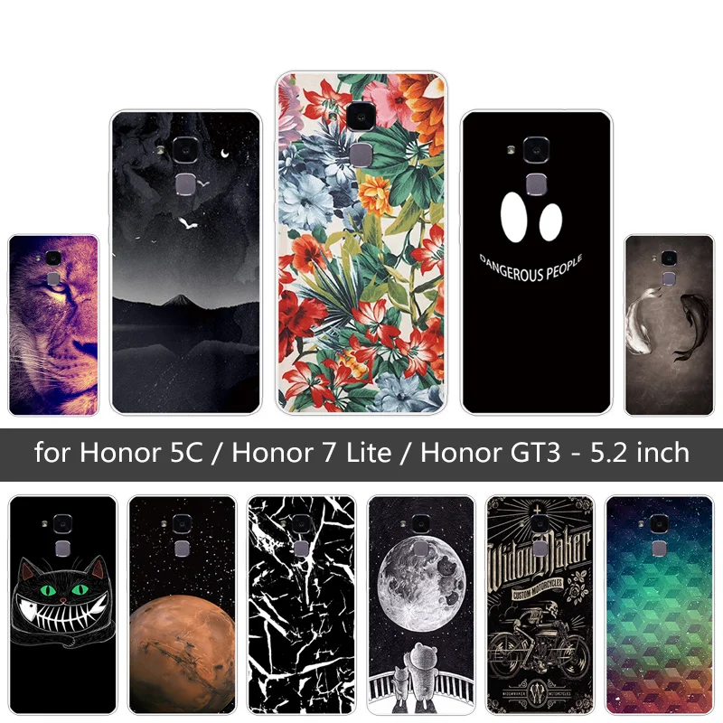 

for Huawei Honor 5C Luxury Soft Silicone Lion Case For Huawei Honor 7 lite / Honor GT3 Clear 5.2" Cases Coque Back Black Cover