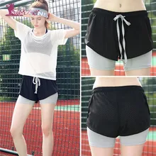 Lurehooker женский для фитнеса шорты из полиэстера на шнурке однотонные сексуальные женские быстросохнущие шорты для йоги поддельные две части спортивные шорты