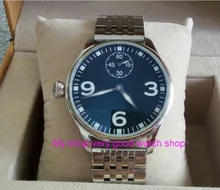 44mm PARNIS Asian ST3621/6498 Mechanical Hand Wind movement Mechanical watches Luminous black dial men’s watches sdgd08A
