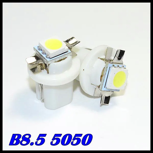 Бесплатная доставка 500X авто LED T5 B8.5D 1 SMD 5050 Клин светодиодные лампы 1smd белый/