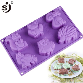

SJ 6 Hole Animal Shape Silicone Chocolate Frog Mold Kangaroo Turtle Large Silicon Cake Molds For Moulds Decorating tools