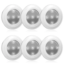 6 шт. N005 беспроводной светодиодный Интеллектуальный светильник для шкафа с пультом дистанционного управления Круглый Ночной светильник 3 AA на батарейках для шкафов