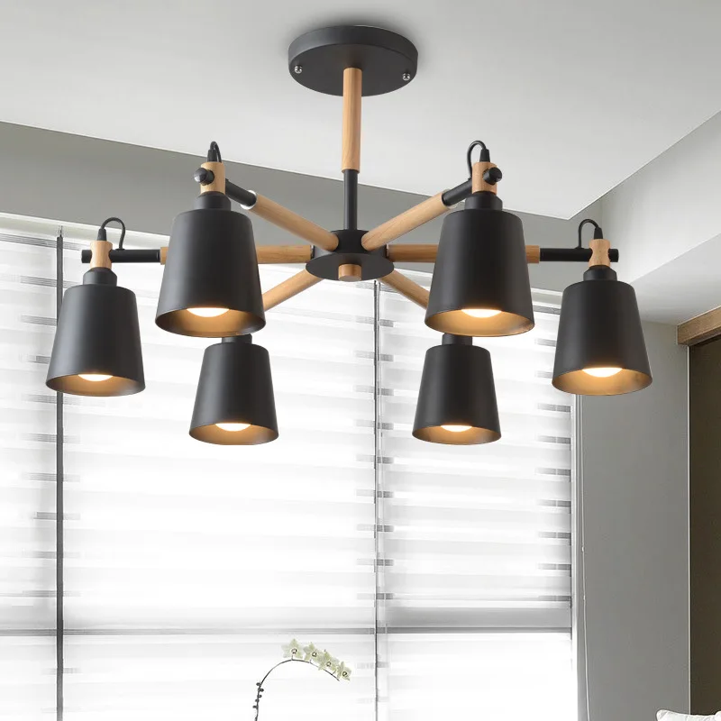 

Modern Creative Simple 3/6/8 Heads Solid Wood LED Ceiling Lighting Home Lighting Bedroom Dining Room hanglight 90-265V