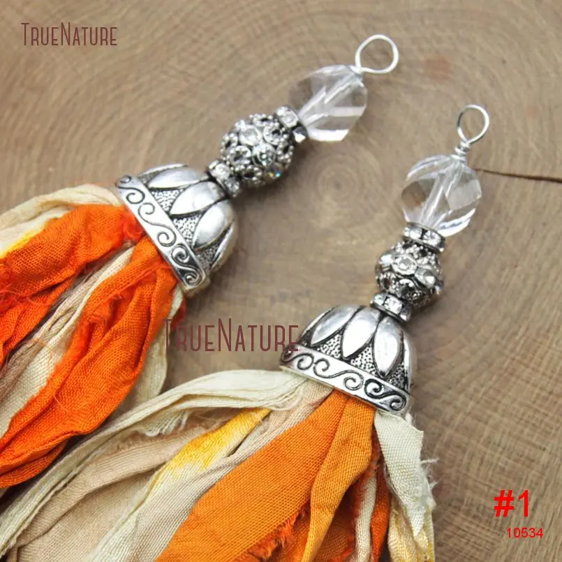 20180207-PM10536- Orange Shades Sari Silk Tassel Pendant_1