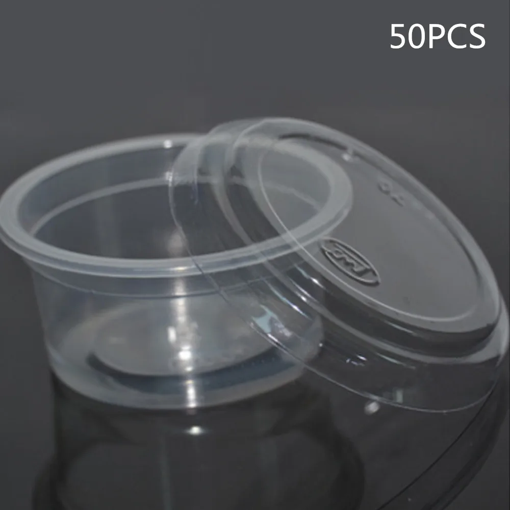 50PCS Disposable Clear Plastic Chutney Cups Sauce Ketchup Food